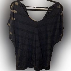❤️‍🔥5/20$ GLO💫Women’s Sheer Black Stripe V-Neck Top